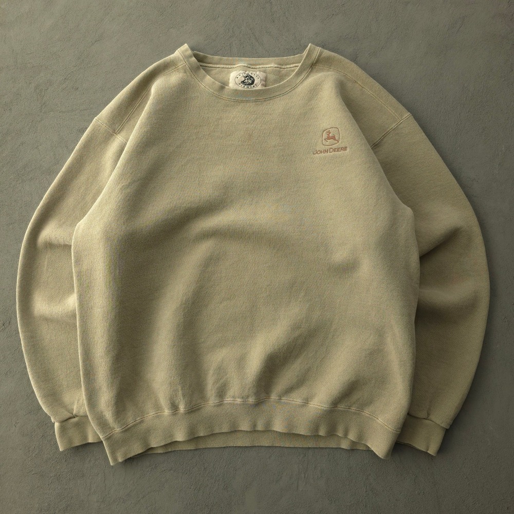 Vintage 90s John Deere Tan Sweatshirt XL Authentic Pigment Crewneck